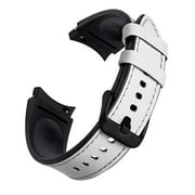 Watch Band for Samsung Galaxy Watch 4 Classic 42mm/46mm, Soft Genuine Leather Hybrid Silicone Sweatproof Wristband Strap for Galaxy Watch 4 40mm/44mm